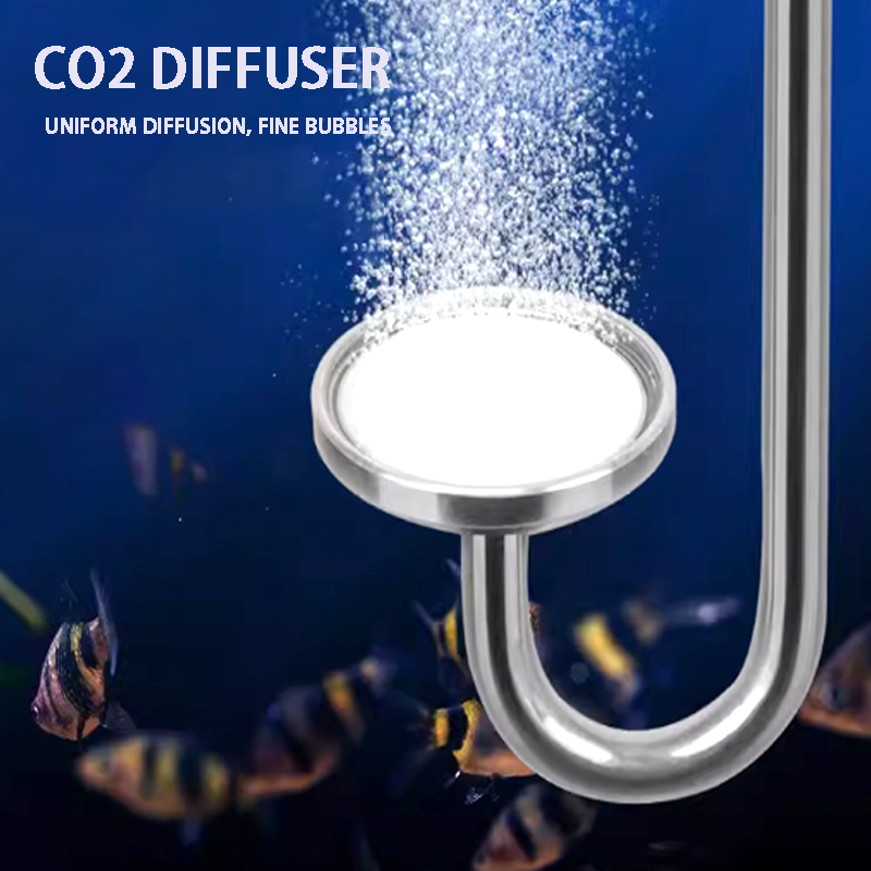 Glass Co2 Drop Checker - Aquarium CO2 Nebulizer Aluminum Alloy+Ceramic Plate+Suction