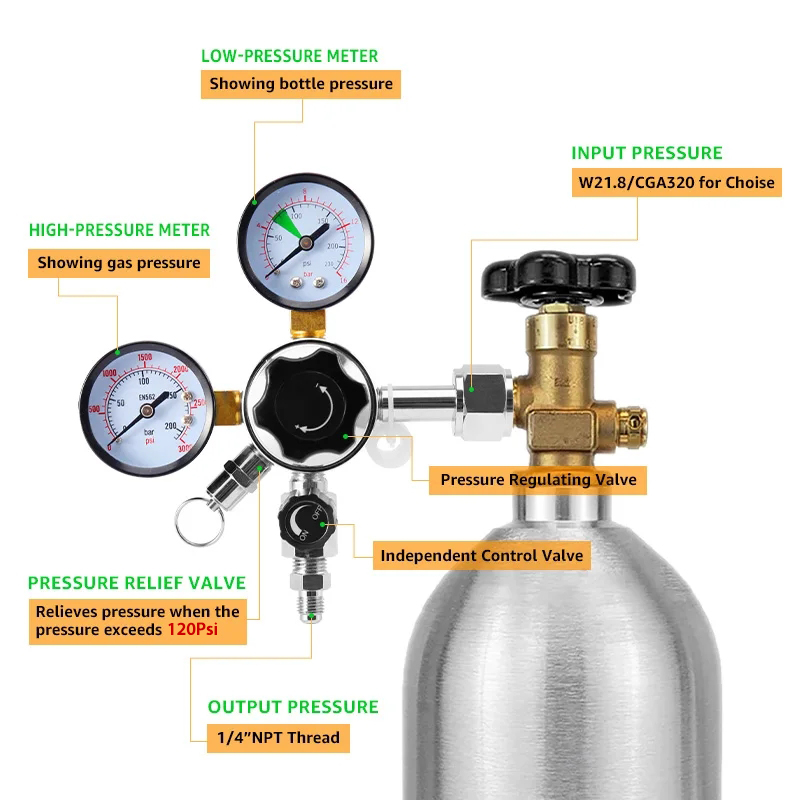 Dual Gauge Co2 Regulator High  - đánh giá và giá Co2 Regulator Dual Stage