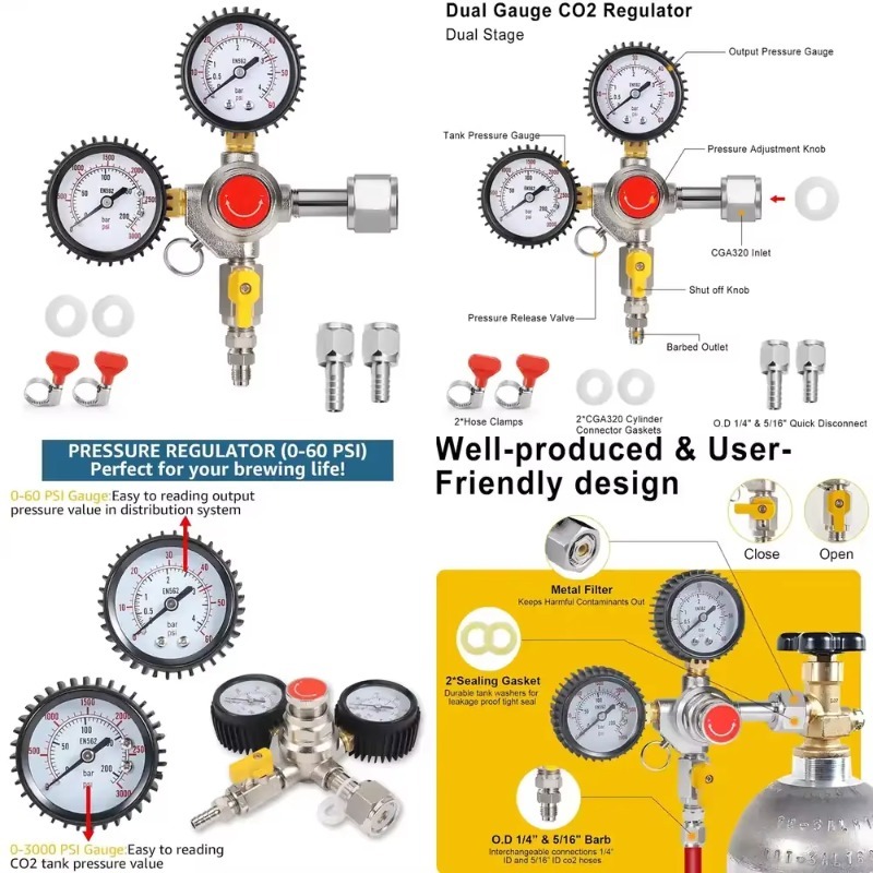 CO2 Regulator Draft Beer Regul - đánh giá và giá Co2 Regulator Dual Stage
