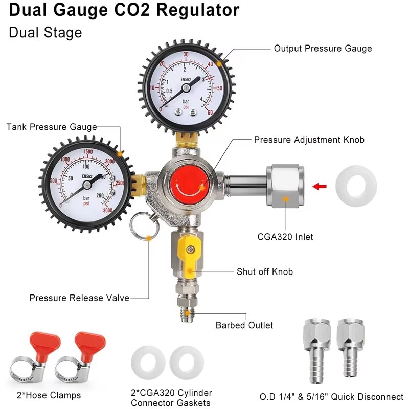 CO2 Regulator Draft Beer Regul - đánh giá và giá Co2 Regulator Dual Stage