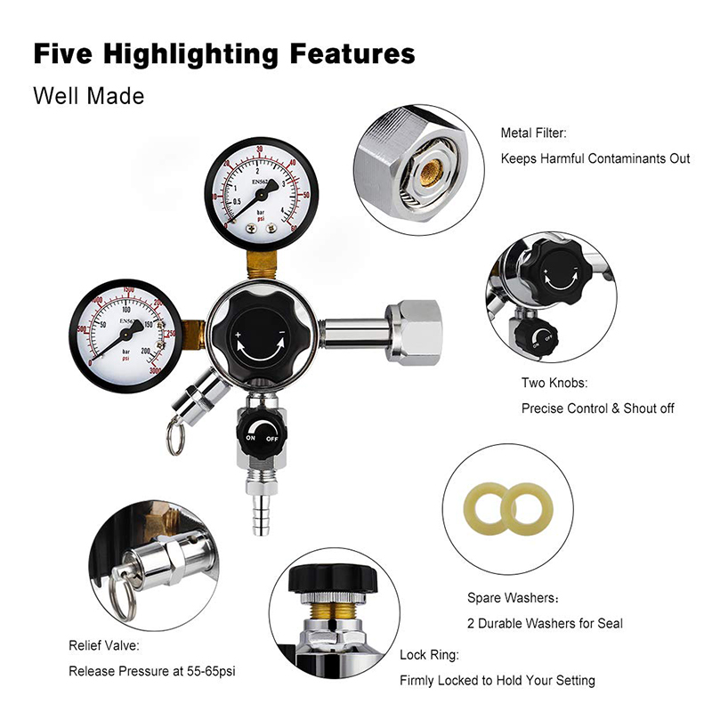 Hai Đồng Hồ Đo CO2 Dự Thảo Bia - đánh giá và giá Co2 Regulator Dual Stage